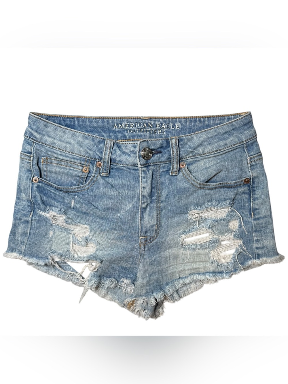 American Eagle Outfitters Light Blue Distressed Denim Cutoff Shorts
